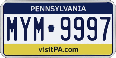 PA license plate MYM9997