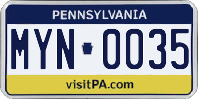 PA license plate MYN0035