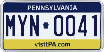 PA license plate MYN0041