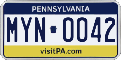PA license plate MYN0042
