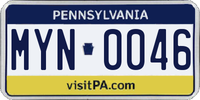 PA license plate MYN0046