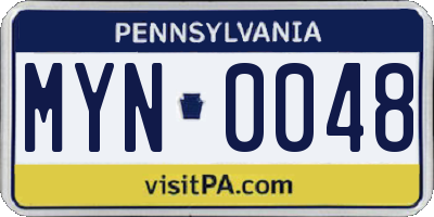PA license plate MYN0048