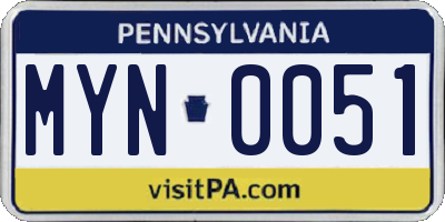 PA license plate MYN0051