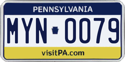 PA license plate MYN0079