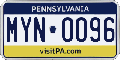 PA license plate MYN0096