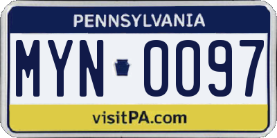 PA license plate MYN0097