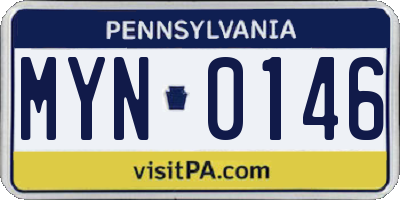 PA license plate MYN0146