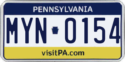 PA license plate MYN0154