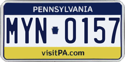 PA license plate MYN0157
