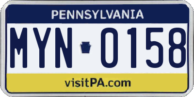 PA license plate MYN0158