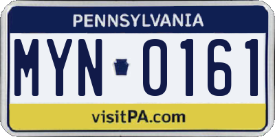 PA license plate MYN0161