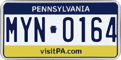 PA license plate MYN0164