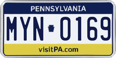 PA license plate MYN0169