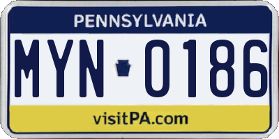 PA license plate MYN0186