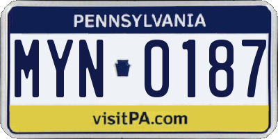 PA license plate MYN0187