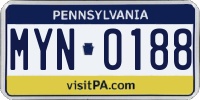 PA license plate MYN0188