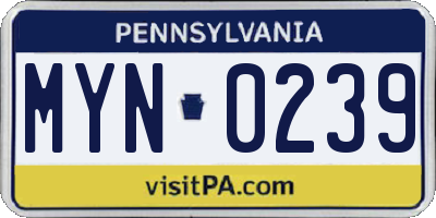 PA license plate MYN0239