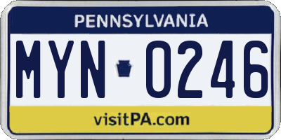 PA license plate MYN0246