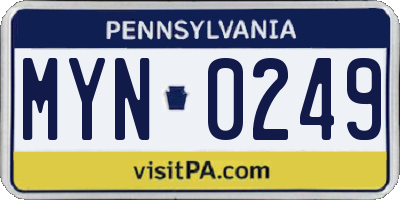 PA license plate MYN0249