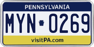 PA license plate MYN0269