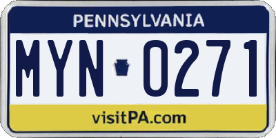 PA license plate MYN0271