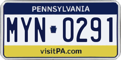 PA license plate MYN0291