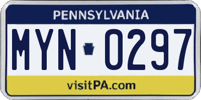 PA license plate MYN0297