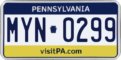 PA license plate MYN0299