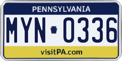 PA license plate MYN0336