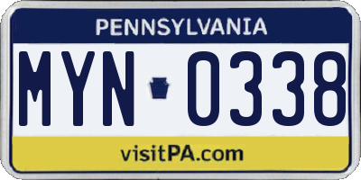 PA license plate MYN0338