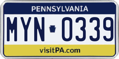 PA license plate MYN0339