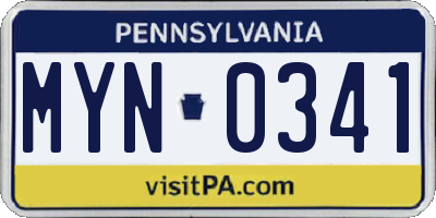 PA license plate MYN0341