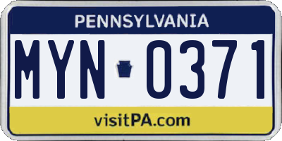 PA license plate MYN0371