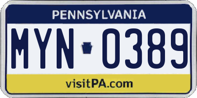 PA license plate MYN0389