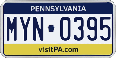 PA license plate MYN0395