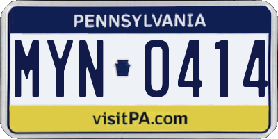 PA license plate MYN0414