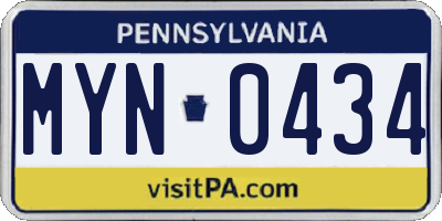PA license plate MYN0434