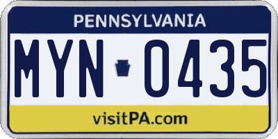 PA license plate MYN0435