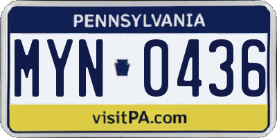PA license plate MYN0436