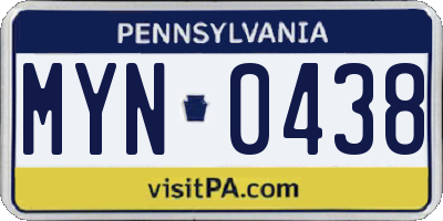 PA license plate MYN0438
