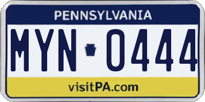 PA license plate MYN0444