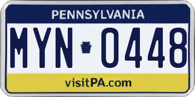 PA license plate MYN0448