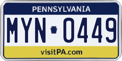 PA license plate MYN0449