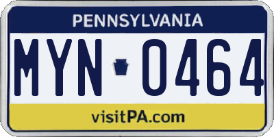 PA license plate MYN0464