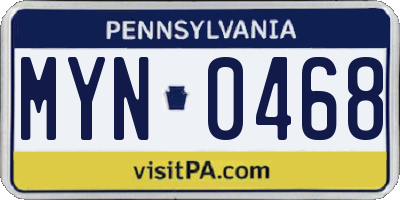 PA license plate MYN0468