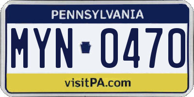 PA license plate MYN0470