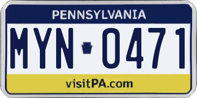 PA license plate MYN0471