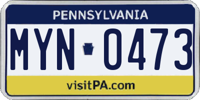 PA license plate MYN0473