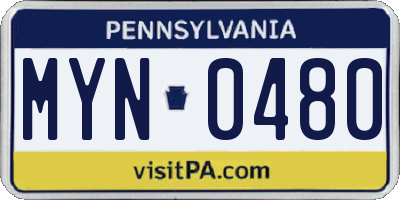 PA license plate MYN0480