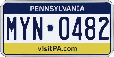 PA license plate MYN0482